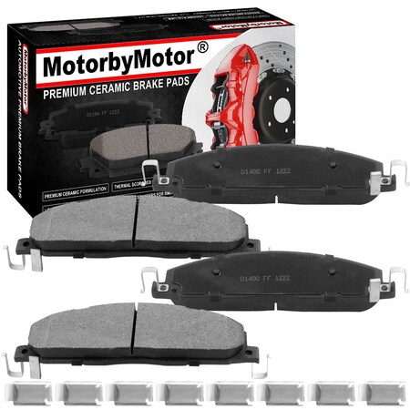 Motorbymotor MotorbyMotor Rear Ceramic Brake Pads w/Hardware Kit D1400(4Pack) BPD1400